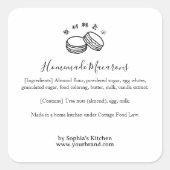 Minimalistische Macaron Bakkerij Ingrediënt Vierkante Sticker (Voorkant)