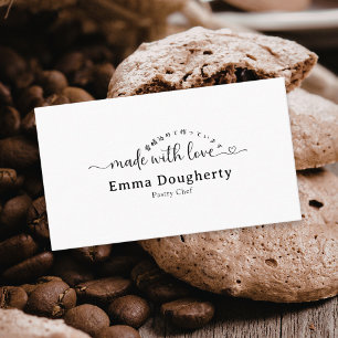 Minimalistische 'Made with Love' Typografie Bakker Visitekaartje