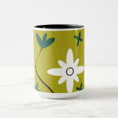 Minimalistische Madeliefjesbloem Abstracte Botanis Mok (Midden)
