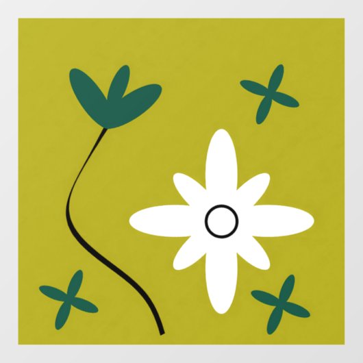 Minimalistische Madeliefjesbloem Abstracte Botanis Raamsticker (Vel)