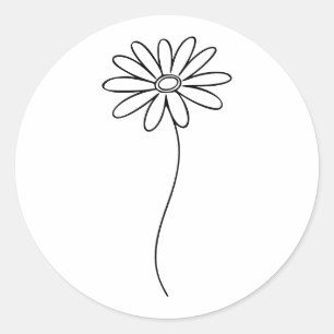 Minimalistische madeliefjeslijn kunst ronde sticker