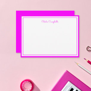 Minimalistische Magenta, 2 randen, handtekening Notitiekaartje