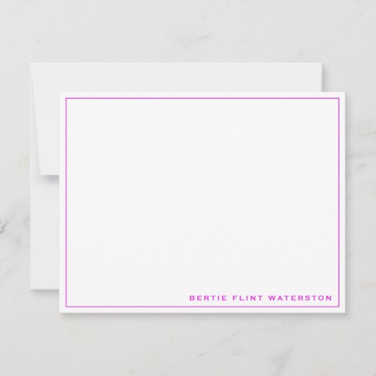 Minimalistische Magenta Border Note Kaart Notitiekaartje (Voorkant)