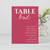 Minimalistische Magenta bruiloft gast tafel grafie (Staand voorkant)