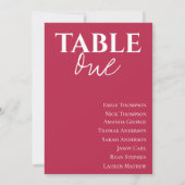 Minimalistische Magenta bruiloft gast tafel grafie (Achterkant)