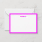 Minimalistische magenta, enkele rand, personaliser notitiekaartje (Voorkant)