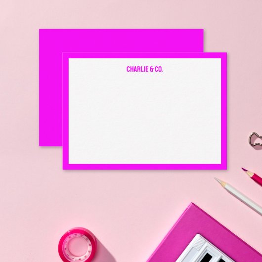 Minimalistische magenta, enkele rand, personaliser notitiekaartje