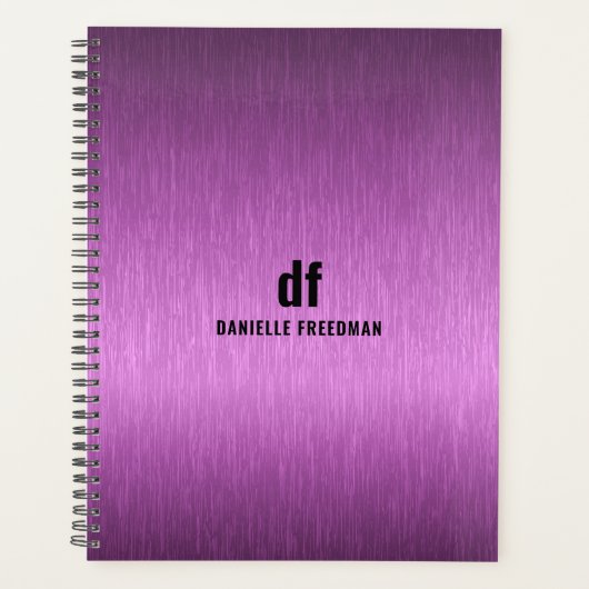 Minimalistische magenta metallic textuur zwart typ planner (Voorkant)