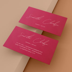 Minimalistische Magenta Roze Handgeschreven Script Visitekaartje