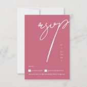 Minimalistische magenta roze script typografie bru RSVP kaartje (Voorkant)