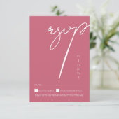 Minimalistische magenta roze script typografie bru RSVP kaartje (Staand voorkant)