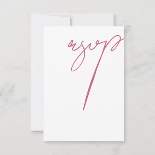 Minimalistische magenta roze script typografie bru RSVP kaartje (Achterkant)