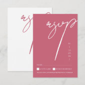 Minimalistische magenta roze script typografie bru RSVP kaartje (Voorkant / Achterkant)