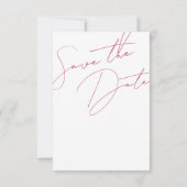 Minimalistische Magenta Roze Script Typografie Tro Save The Date (Achterkant)
