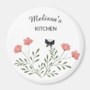 Minimalistische magneet met naam en bloemenontwerp