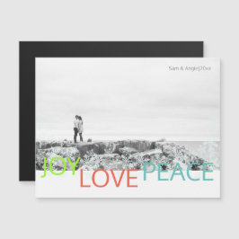 Minimalistische magnetische fotopostkaart met 'Joy Uitnodiging