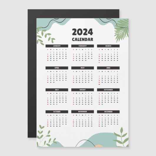 Minimalistische magnetische kalender 2024 (Voorkant / Achterkant)