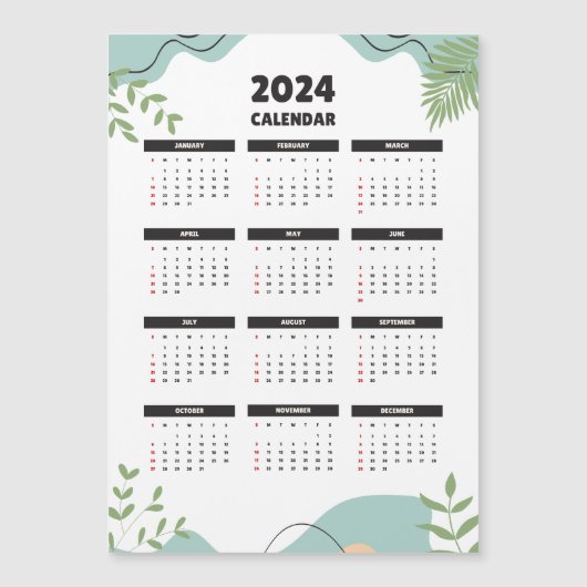 Minimalistische magnetische kalender 2024 (Voorkant)