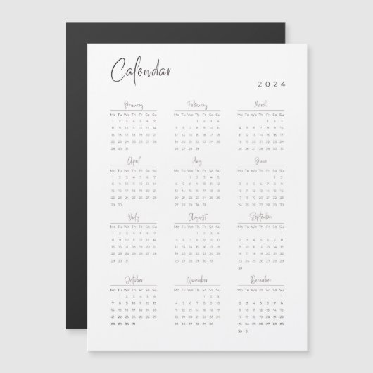 Minimalistische magnetische kalender 2024 (Voorkant / Achterkant)