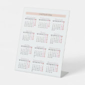 Minimalistische magnetische kalender 2026 reclamebord met voetstuk (Voorkant)