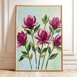 Minimalistische Magnolia Bloem Muurkunst Canvaspri Poster