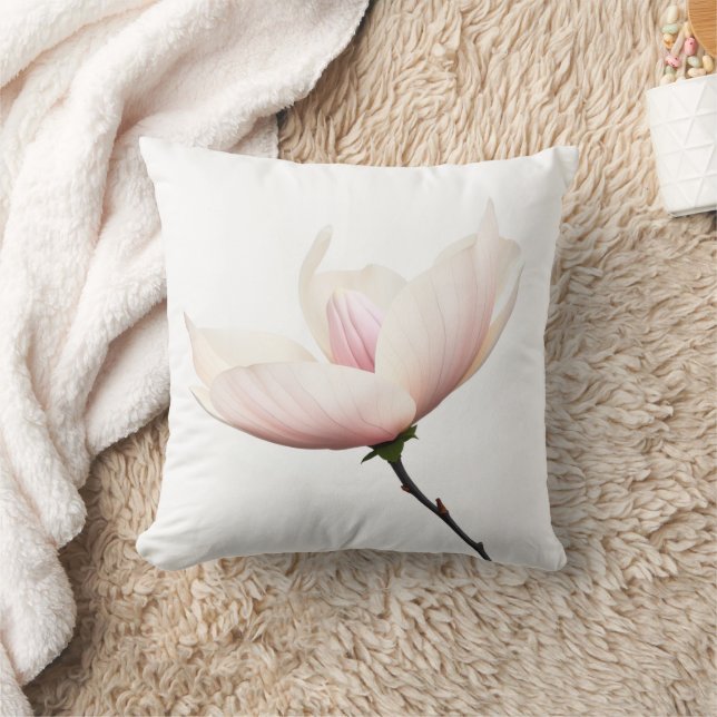 Minimalistische Magnolia Bloem Worp Kussen (Deken)
