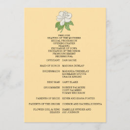 Minimalistische Magnolia Flower Wedding Programmakaart