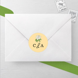 Minimalistische Magnolia Flower Wedding Ronde Sticker