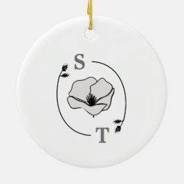 Minimalistische Magnolia Flower Weduwfoto Monogram Keramisch Ornament
