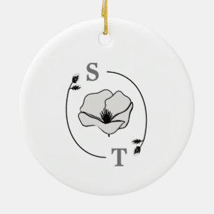 Minimalistische Magnolia Flower Weduwfoto Monogram Keramisch Ornament