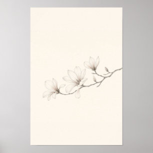 Minimalistische Magnolia Tak Lijn Kunst Wanddecora Poster