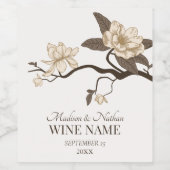 Minimalistische  Magnolia Trouwcrème Wijn Etiket (Enkel label)