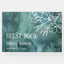 Minimalistische magnolia uitnodiging in waterverf gastenboek