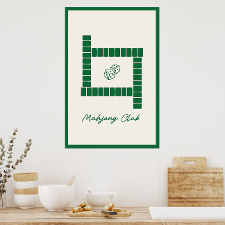 Minimalistische Mahjong Club Muurkunst Poster