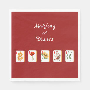 Minimalistische Mahjong Flower Tegels Papieren ser Servet