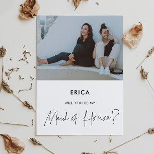 Minimalistische Maid of Honor-fotokaart Kaart