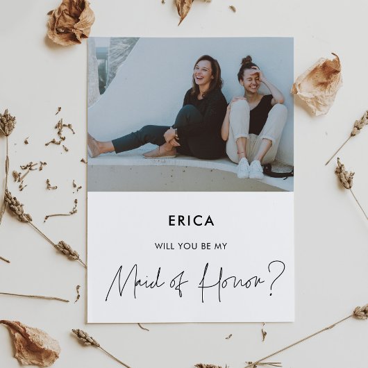 Minimalistische Maid of Honor-fotokaart Kaart