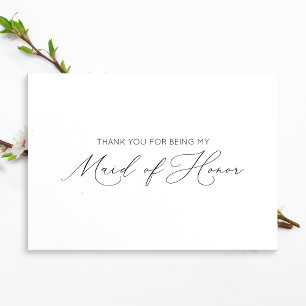 Minimalistische Maid of Honor Gevouwen Dank je Kaa Kaart