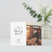 Minimalistische Maid of Honor vraagt briefkaart (Staand voorkant)