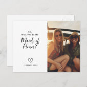 Minimalistische Maid of Honor vraagt briefkaart (Voorkant / Achterkant)