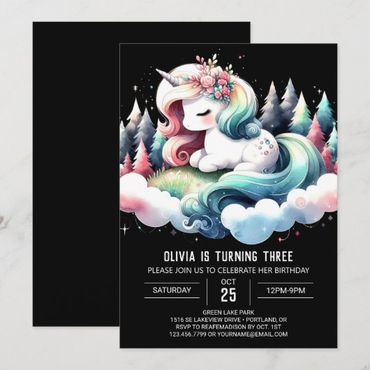 Minimalistische Majestic Horse Verjaardag Kaart (Voorkant / Achterkant)