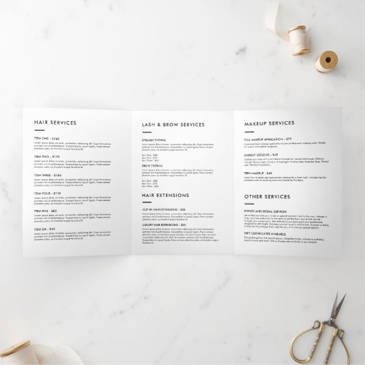 Minimalistische make-up artiest borstels salonbroc drieluik kaart (Binnen)