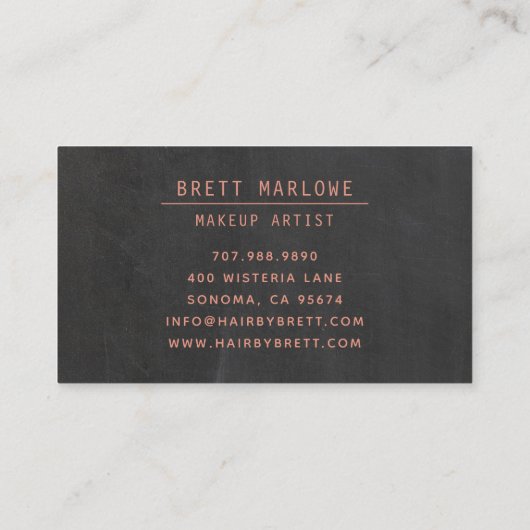 Minimalistische Make-up Artiest Monogram Koper Zwa Visitekaartje (Achterkant)