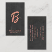 Minimalistische Make-up Artiest Monogram Koper Zwa Visitekaartje (Voorkant / Achterkant)