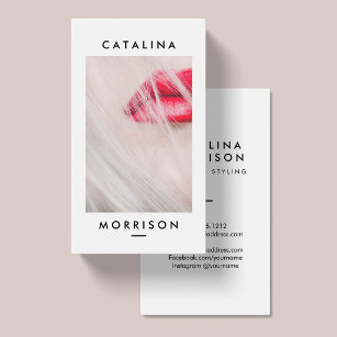 Minimalistische make-up artiest rode lippen foto visitekaartje