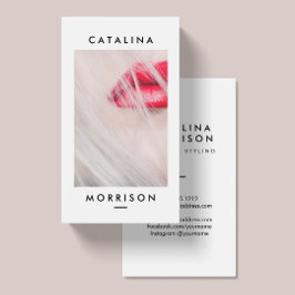 Minimalistische make-up artiest rode lippen foto visitekaartje