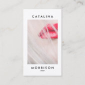 Minimalistische make-up artiest rode lippen foto visitekaartje (Voorkant)