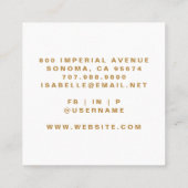 Minimalistische Make-up Artist Gold Script Vierkante Visitekaartje (Achterkant)