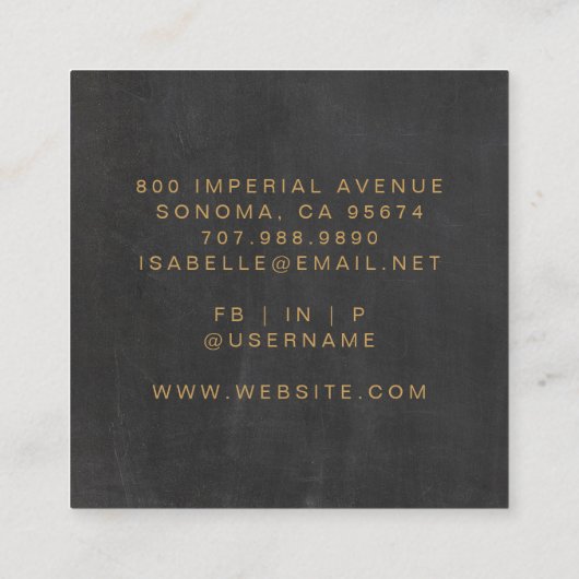 Minimalistische Make-up Artist Gold Script Zwart Vierkante Visitekaartje (Achterkant)