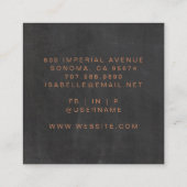 Minimalistische make-up artist koperen script zwar vierkante visitekaartje (Achterkant)